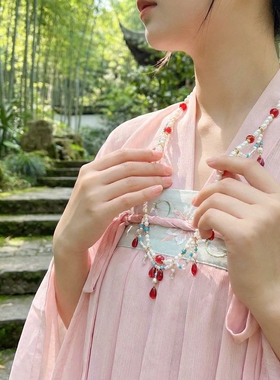 明制古风汉服双层仿珍珠项链