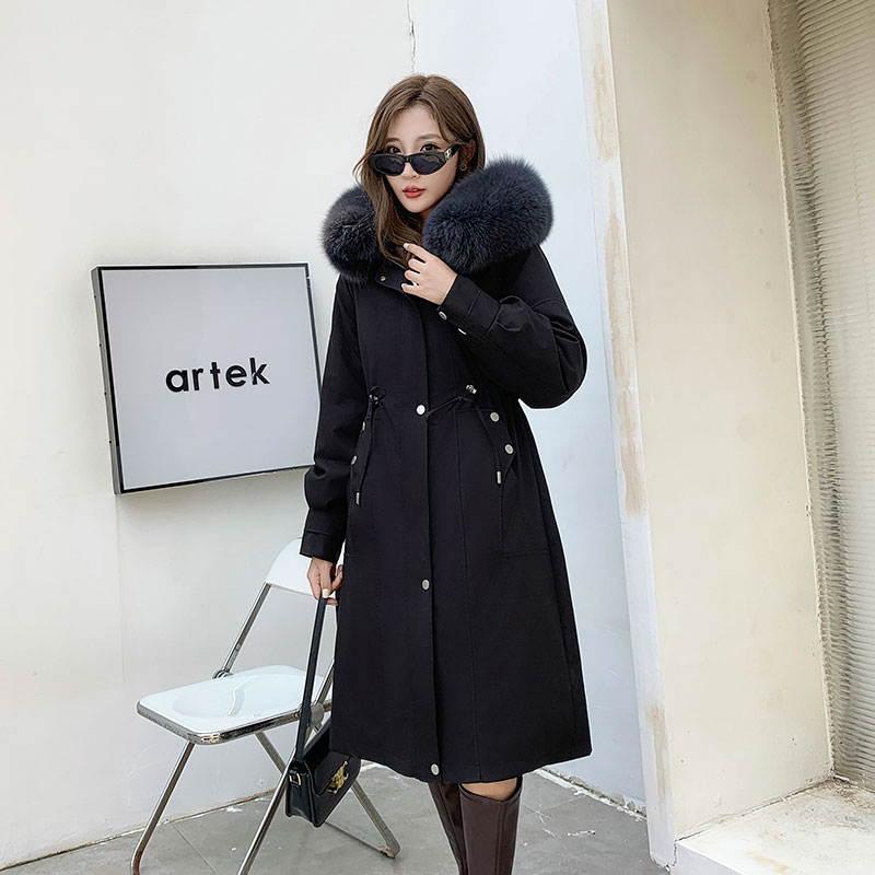 大码派克服女200斤胖MM2025冬季新款狐狸毛内胆加肥加大狐狸毛领 - 图2