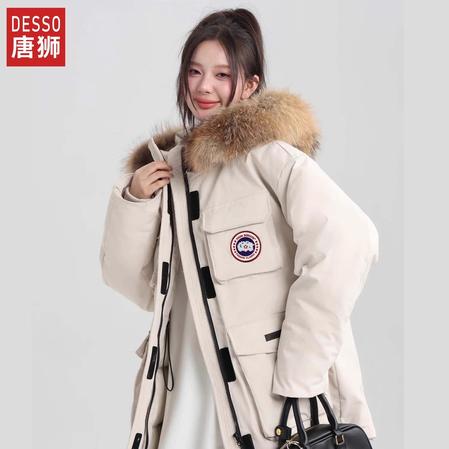 唐狮Desso中国小鹅情侣款工装羽绒服男女中长款学生冬季加厚户外A_淘宝内购会_男装-第3张图片-提都小院