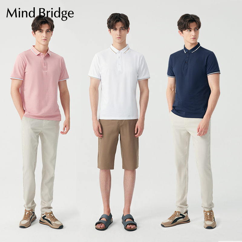 Mind Bridge速干polo衫男士夏季商务休闲短袖T恤韩版简约多色上衣-图1