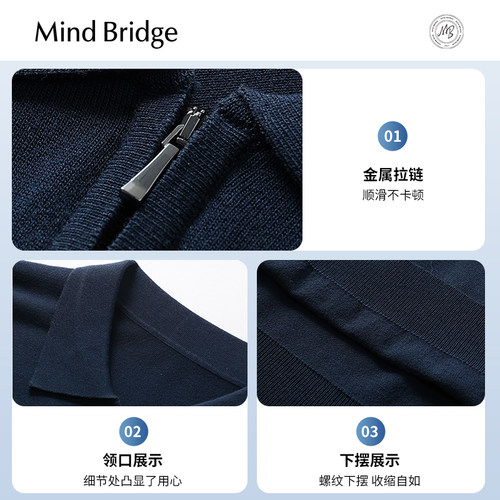 MindBridge男士简约半拉链Polo2026夏季纯色通勤短袖商务休闲T恤 - 图2
