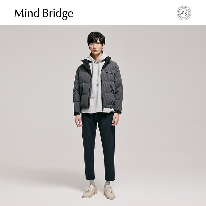MindBridge 冬季新款男装羽绒服短款立领条纹时尚夹克厚外套,淘宝优惠券,粉丝福利购,淘宝优惠卷