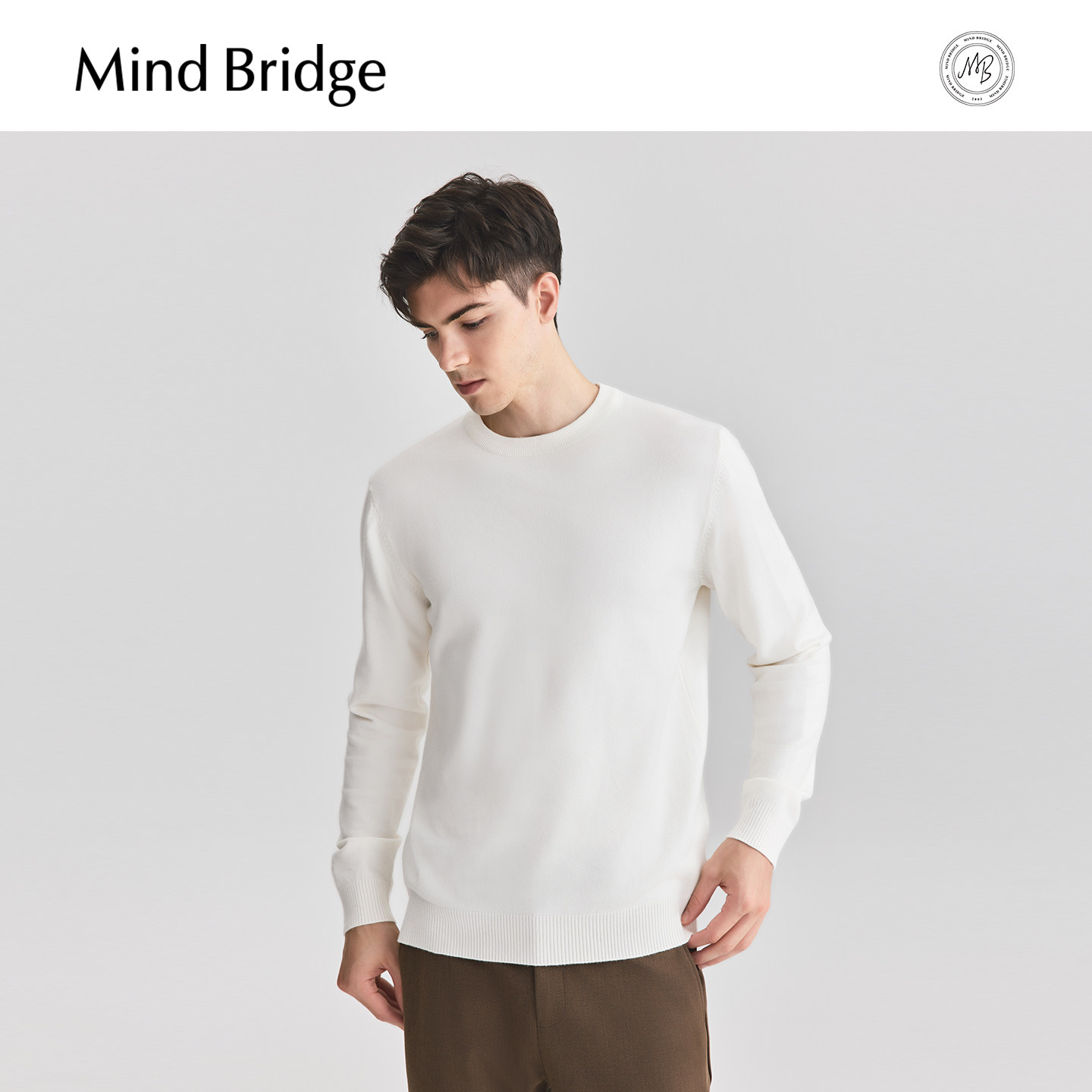 Mind Bridge春季纯色圆领针织打底男士基础款毛线衣2026新款毛衣,淘宝优惠券,粉丝福利购,淘宝优惠卷