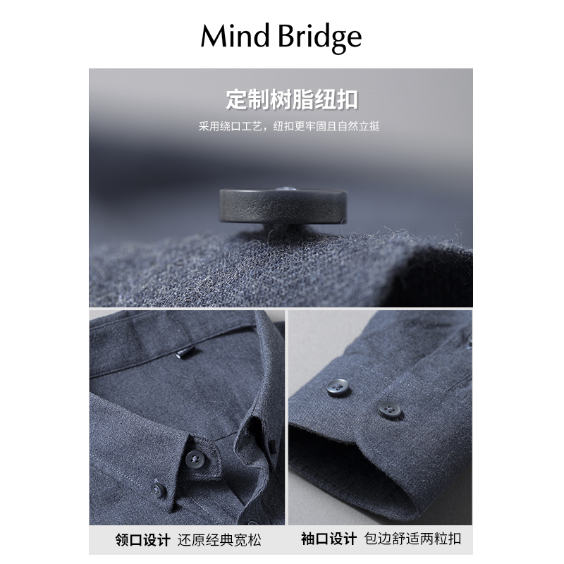 MindBridge百家好春季衬衣男士长袖衬衫2024新款商务正装通勤上衣-图2