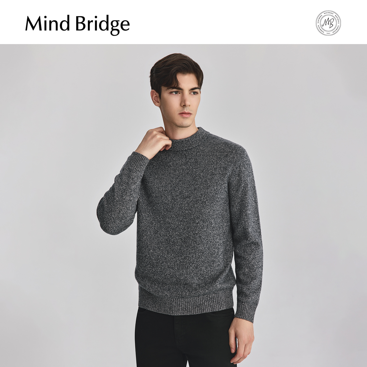 MindBridge【绵羊毛】2025年休闲半高领羊毛衫冬男士简约纯色毛衣 - 图2