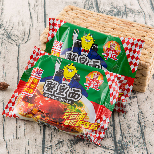 幸运方便面蟹皇面蟹黄整箱85g*24袋装干吃干脆面泡面条怀旧双料包 - 图0