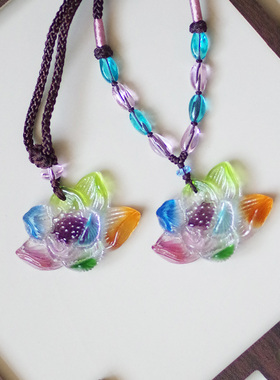 莲花古法琉璃项链吊坠汉服配饰