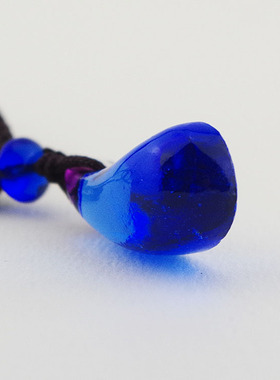 古法琉璃泪滴蓝色少女风小项链