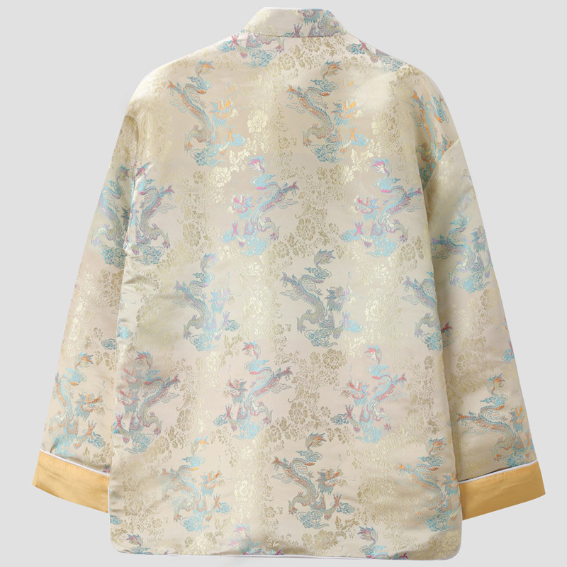 春秋季唐装男中国风立领宽松五彩祥龙提花外套男国潮复古改良上衣,淘宝优惠券,粉丝福利购,淘宝优惠卷