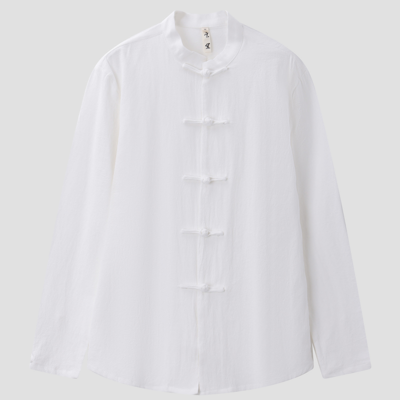 玄笙中国风棉麻衬衫男春秋唐装男宽松休闲长袖衬衣中式复古男装 - 图0