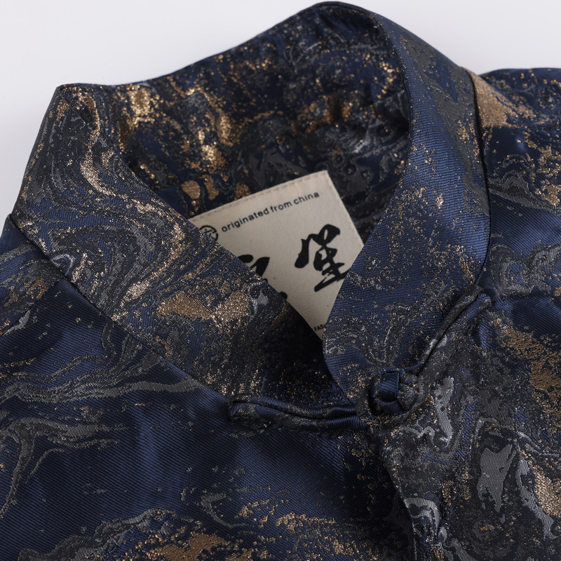 唐装男秋新款中国风中式复古改良盘扣立领上衣鎏金提花国潮外套男,淘宝优惠券,粉丝福利购,淘宝优惠卷