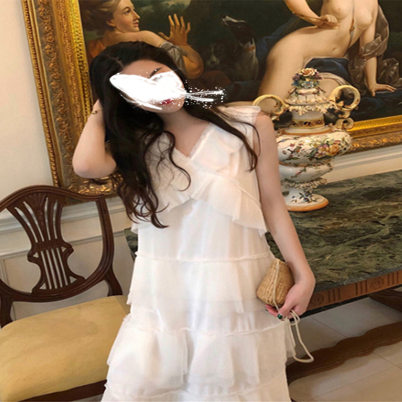 日系温柔风吊带连衣裙仙女超仙森系气质长款过膝甜美穿搭蛋糕裙夏