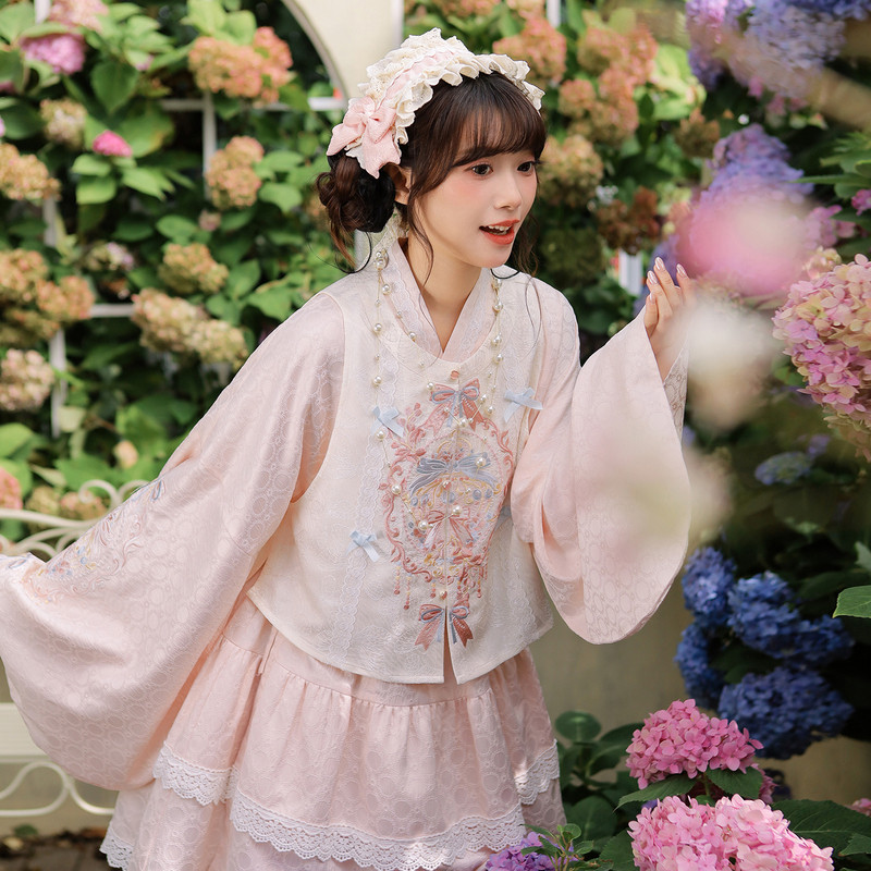 汉尚华莲明制改良贴里汉服女[香水可可]刺绣短比甲国风套装春夏,淘宝优惠券,粉丝福利购,淘宝优惠卷