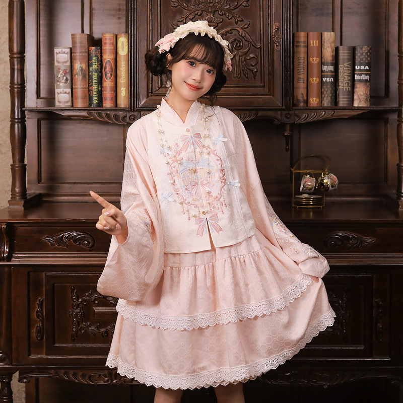 汉尚华莲明制改良贴里汉服女[香水可可]刺绣短比甲国风套装春夏,淘宝优惠券,粉丝福利购,淘宝优惠卷