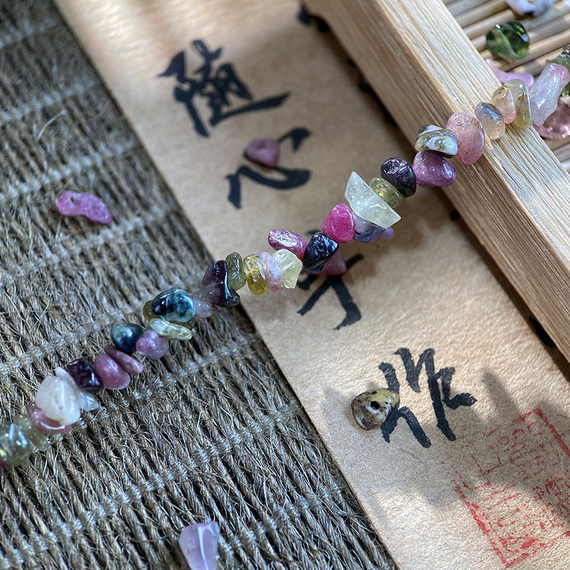 天然彩色碧玺3*5mm有孔碎石手工diy串珠手链项链饰品配件材料S01,淘宝优惠券,粉丝福利购,淘宝优惠卷