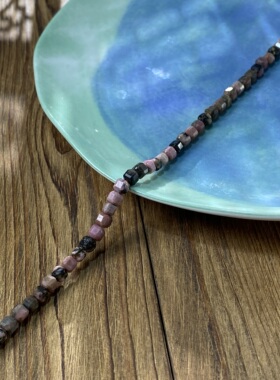 天然黑线红纹5mm切面方糖珠整串手工DIY串珠项链饰品配件材料X453