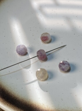 天然粉碧玺8*6mm车轮切面珠散珠手工diy串珠手链项链饰品配件X937