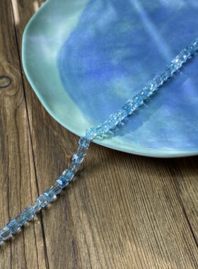 浅蓝色爆花晶玻璃6mm方糖珠散珠手工diy串珠手链项链饰品配件X906