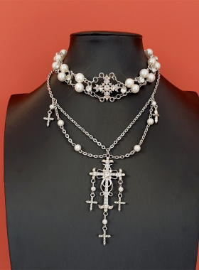 欧美多层次小珍珠项链