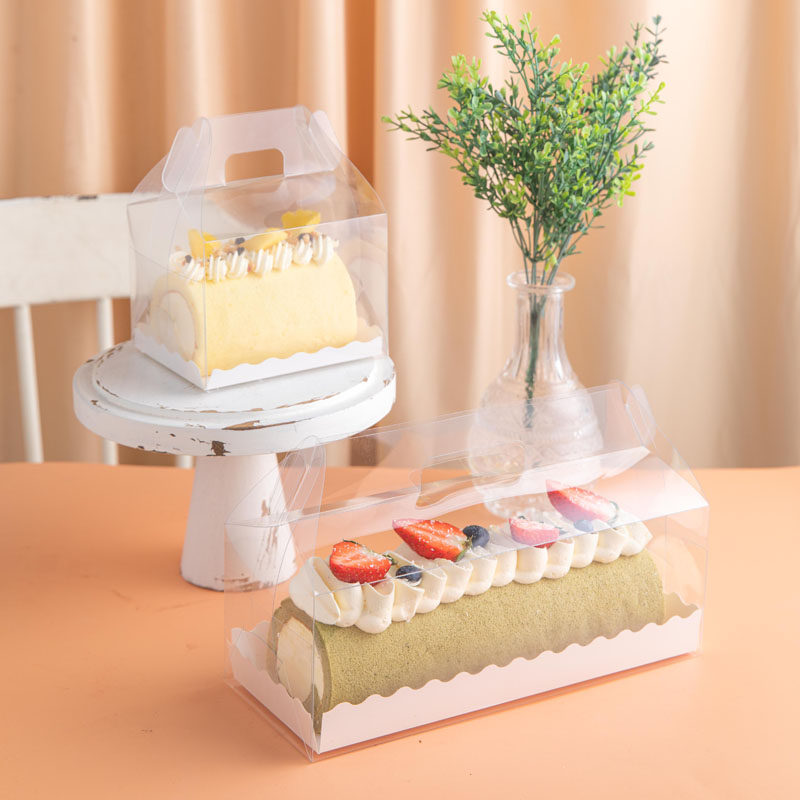 网红野餐手提蛋糕卷长条打包透明盒 盒记食品点心包装盒/包装袋
