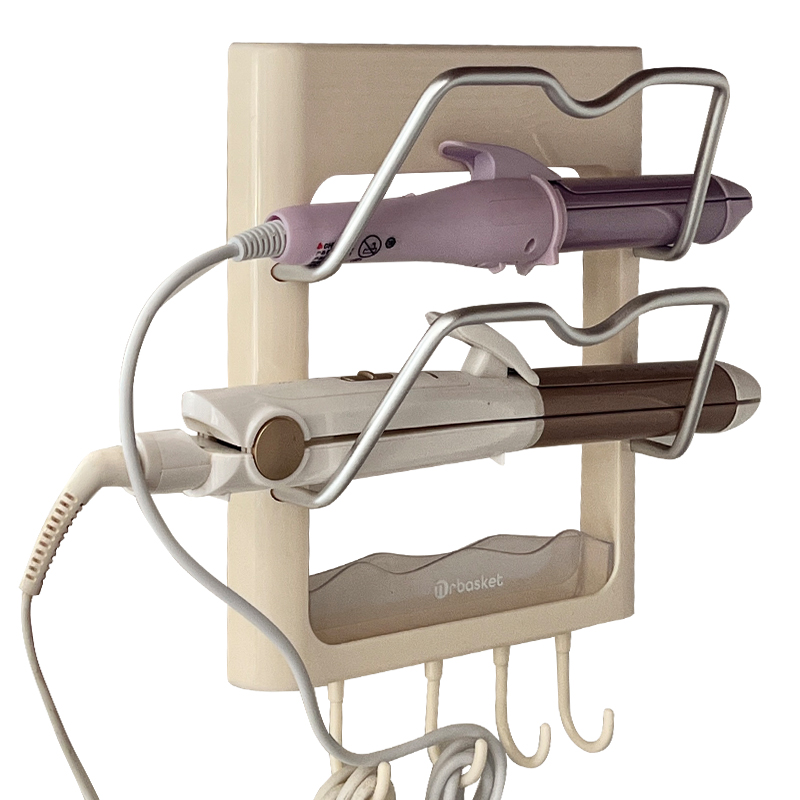 卷发棒置物架壁挂式浴室卫生间宿舍墙上免打孔夹板桌下收纳架防烫-图3