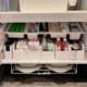 Bathroom sink storage rack