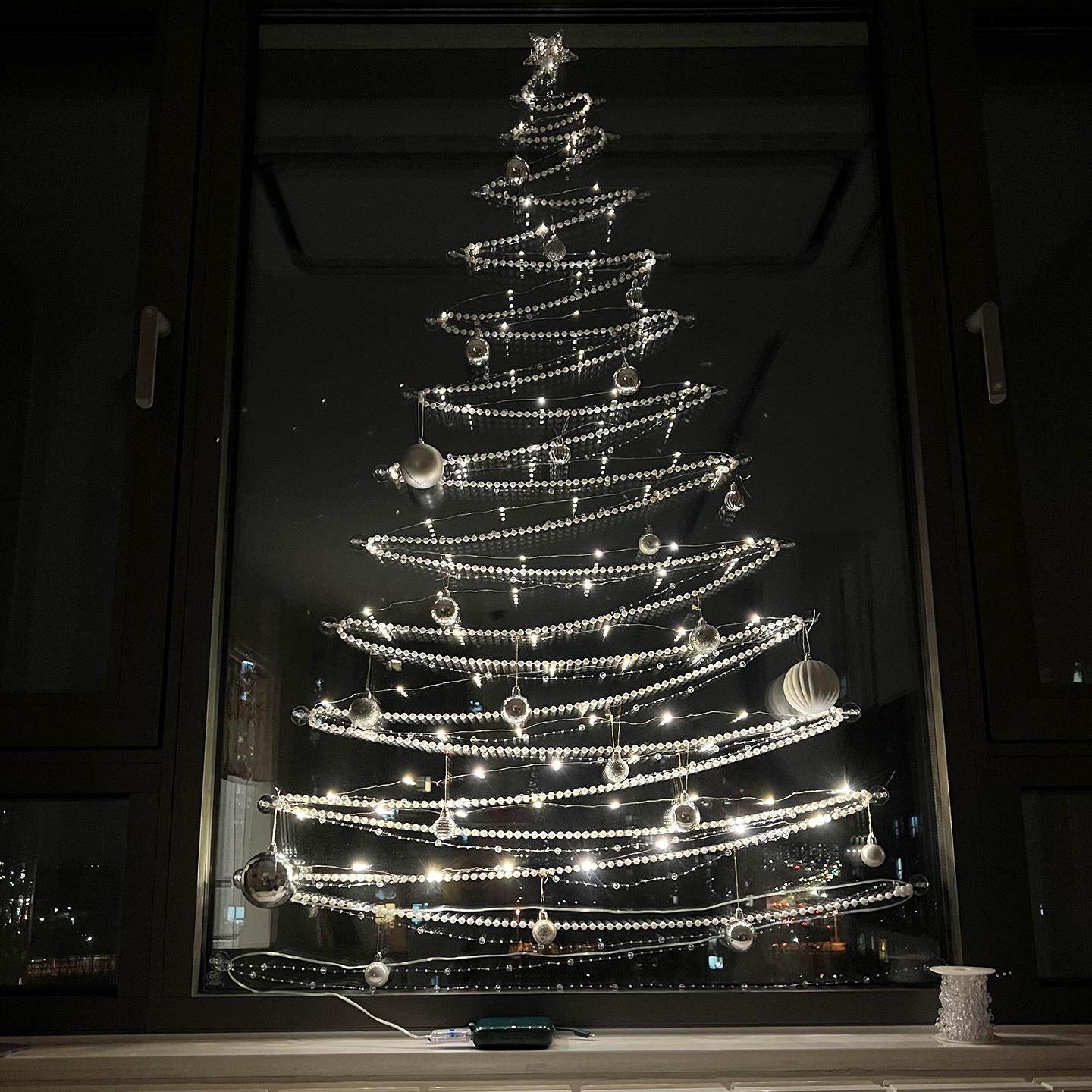 圣诞节装饰氛围客厅场景布置家用珍珠珠链手工diy窗户墙面圣诞树,淘宝优惠券,粉丝福利购,淘宝优惠卷