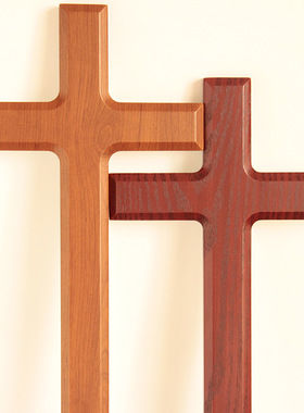 仿木纹十字架墙壁装饰品挂件客厅卧室工艺品墙挂