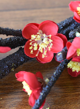 单枝仿真梅花桃花绢花装饰花艺