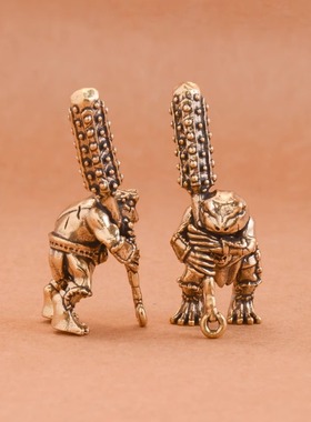 纯黄铜复古做旧棒槌蛙摆件