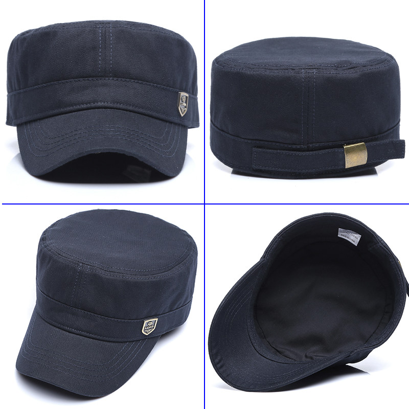 帽子男士平顶帽全封闭春夏季鸭舌帽不透风后封口纯色全棉军人帽子 实用礼物推荐 始料不及礼物网