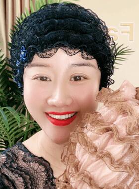 头饰遮盖白发神器前额头中老年网纱蕾丝边女薄款妈妈包头美人帽子