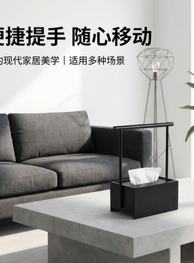 竹制提拿纸巾盒抽纸盒收纳盒新中式茶室摆件客厅餐厅竹柄餐巾纸盒