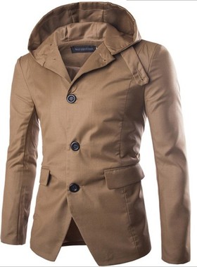 中长款风衣外套长袖连帽开衫夹克