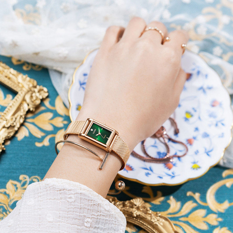 西铁城官方正品ins风jt女小绿表 西铁城海外日韩腕表