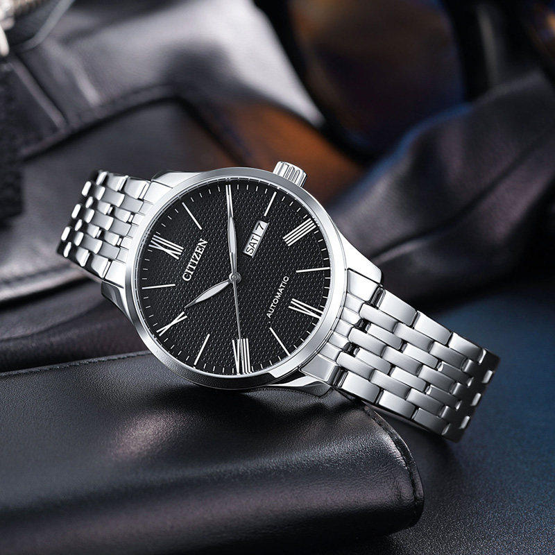 citizen正品轻奢机械商务钢带男表 西铁城海外日韩腕表