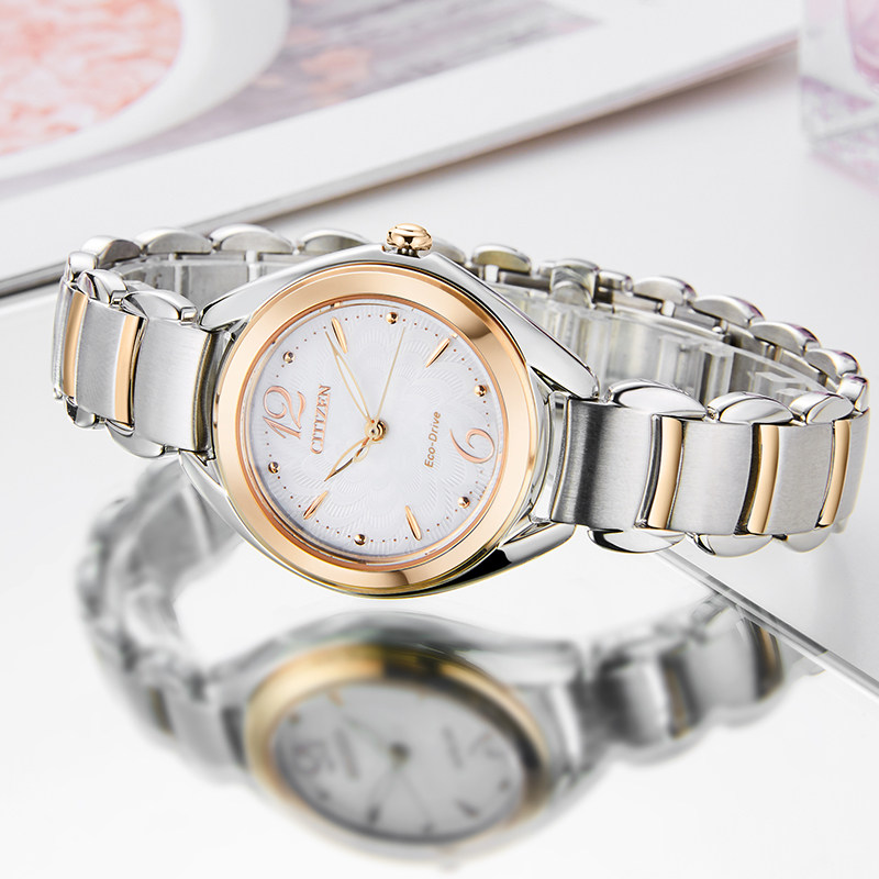 citizen西铁城手表女光动能轻奢女士圆盘时尚钢带腕表FE2074-59A citizen西铁城手表女光动能轻奢女士圆盘时尚钢带腕表FE2074-59A