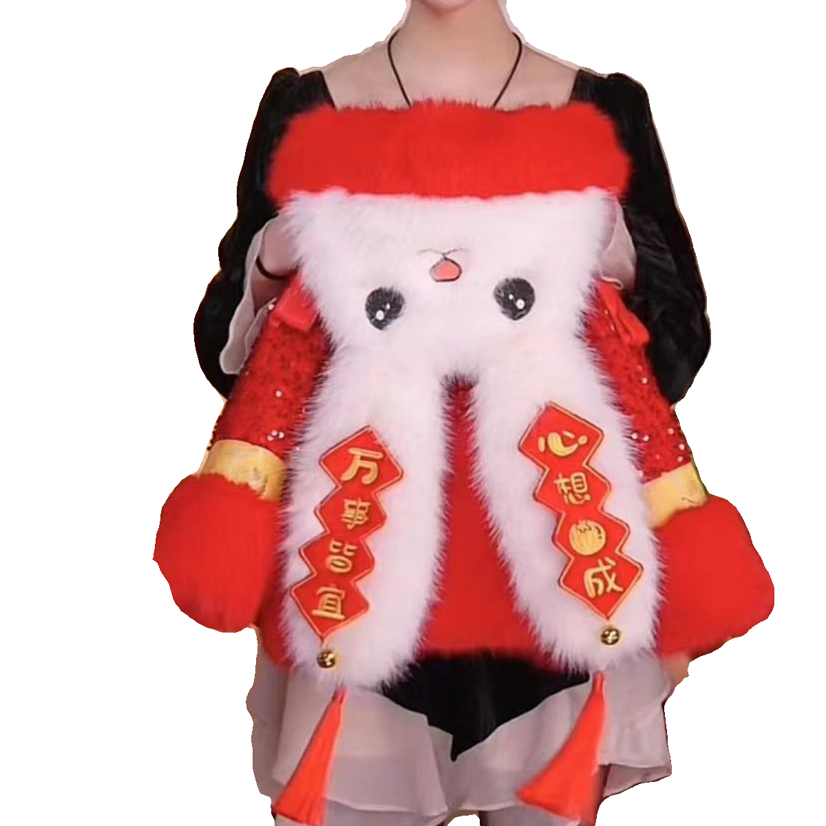 女童万事皆宜兔耳朵皮草外套冬季新款儿童喜庆拜年服女孩加厚棉袄,淘宝优惠券,粉丝福利购,淘宝优惠卷