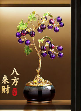 珐琅彩发财树摆件客厅玄关装饰