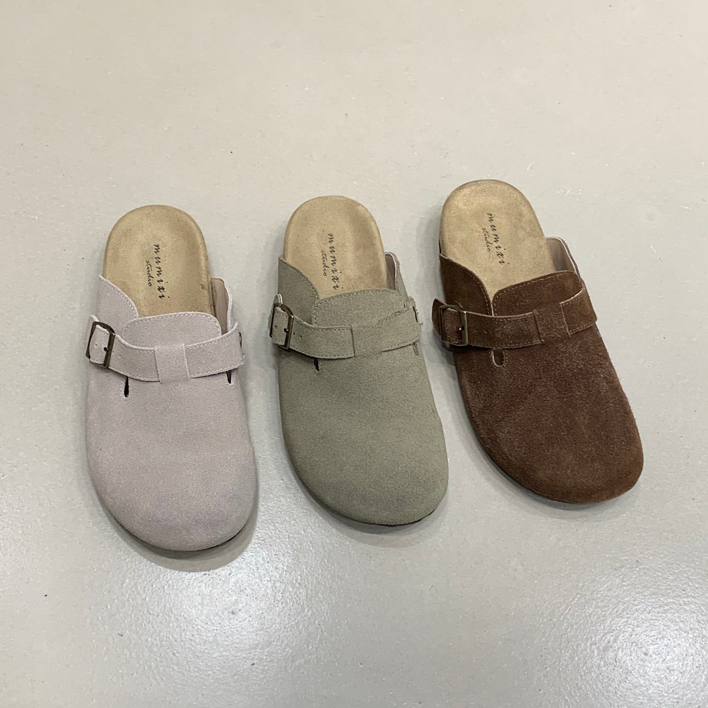 真皮复古搭扣包头半拖女外穿2025秋新款舒适懒人鞋厚底百搭勃肯鞋 - 图0