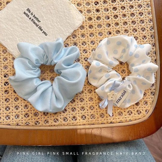 Korean fresh blue polka dots and stars hair circle