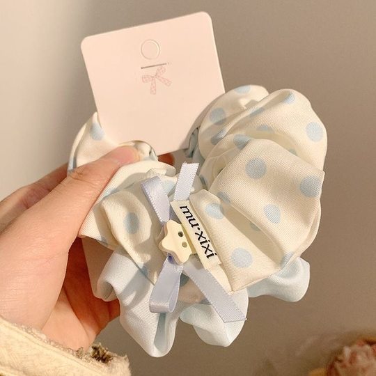 Korean fresh blue polka dots and stars hair circle