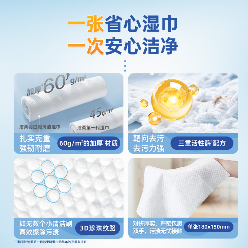 洁柔羽绒服清洁湿巾10片/包轻松去污免水洗一擦即净去渍便携湿巾,淘宝优惠券,粉丝福利购,淘宝优惠卷