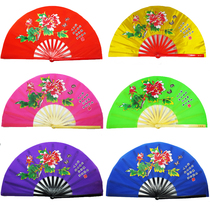 100 Hall Peony Fan Taiji Kung Fu Fan Left And Right Double Fan Bamboo Bone Resounding Fan Square Dance Fan China Martial Arts Fan