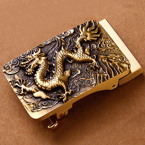 纯铜自动扣十二生肖皮带扣头男士正品腰带头黄铜裤带头配件3.5cm - 图1