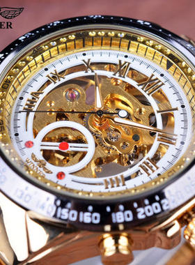 Men's automatic mechanical watch男金色全钢镂空全自动机械表