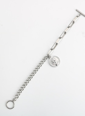 伊丽莎白欧美风女王头像钛钢手链