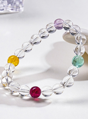 天然白水晶S925银新中式多宝手串