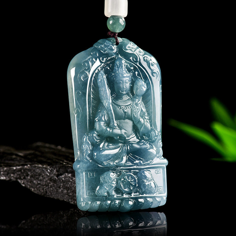 天然A货翡翠蓝水冰种大势至菩萨吊坠缅甸生肖马守护神本命佛男女,淘宝优惠券,粉丝福利购,淘宝优惠卷