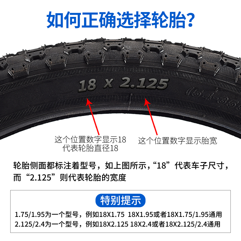 儿童自行车轮胎12/14/16/18寸1.75X2.125/2.4单车内外胎童车配件-图1